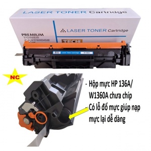 Hộp mực chưa chíp HP 136A, (W1360A), M211d, 211dw, 236dw, 236sdw, 209dwe, 209dw, 233dw, 233 sdw, 234sdw, 234dw